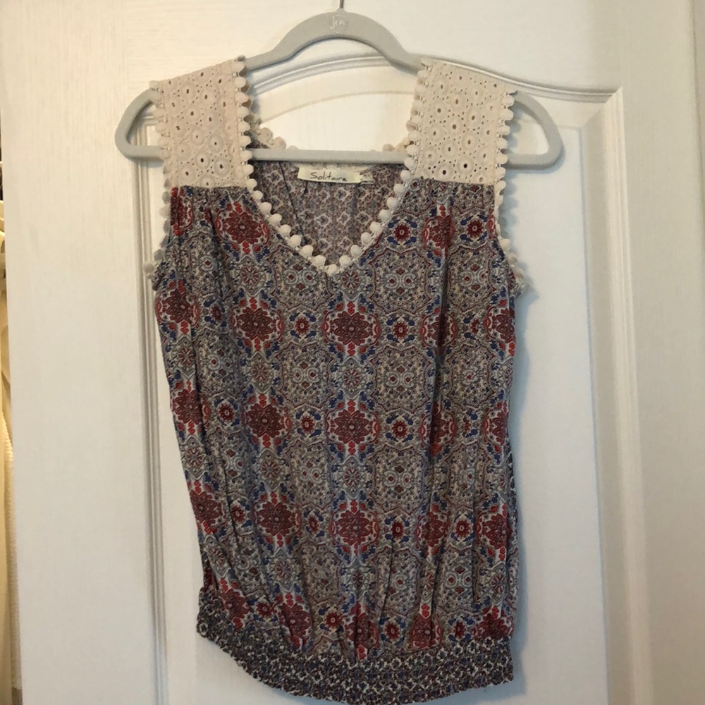 Soft cotton eyelet top multi color